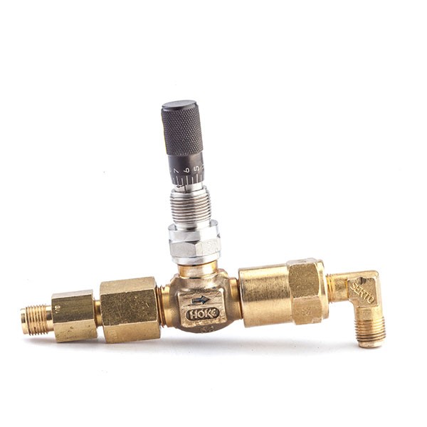 Micrometer needle flow valve with fittings (black)